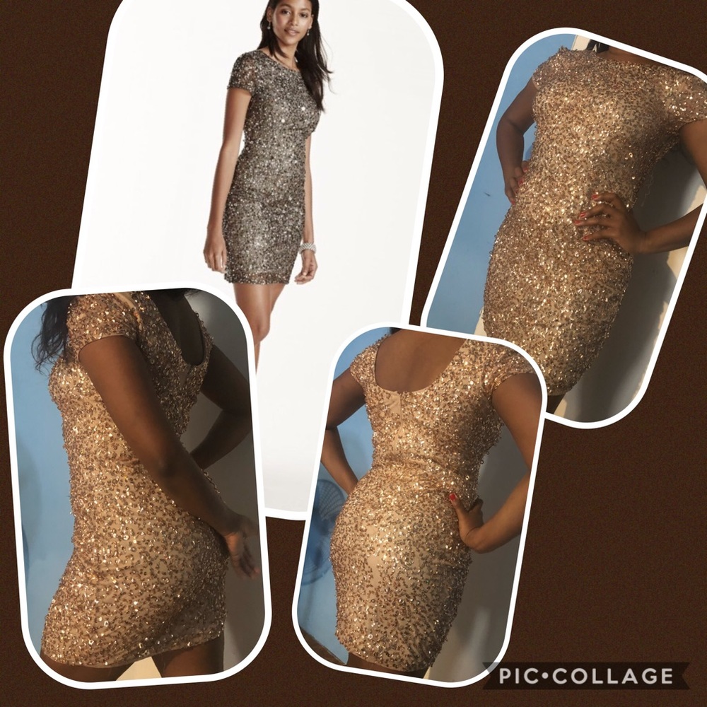 Adrianna Papell Shortsleeve Allover Beaded Sequin